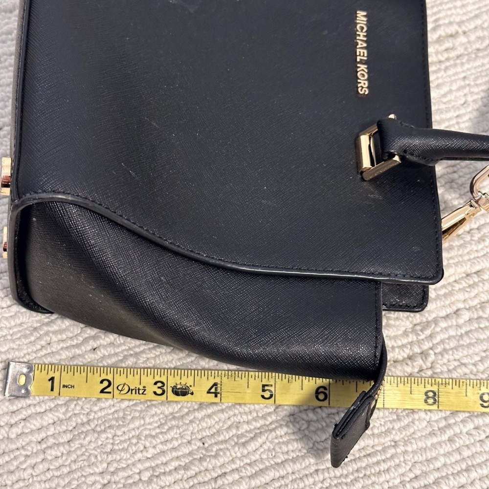 MICHAEL KORS Selma Women’s Black Satchel Crossbody Saffiano Leather Elegant - Picture 10 of 13